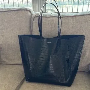 Anine Bing Bags Anine Bing Elly Black Crocembossed Leather